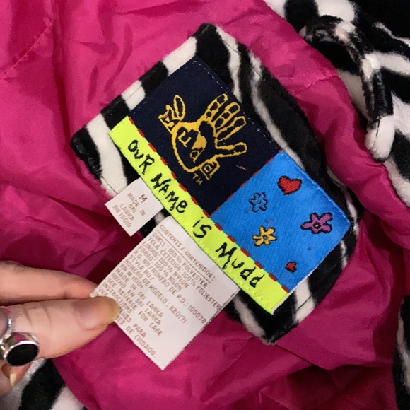 Y2k mudd zebra print fleece style full zip jacket M - Picture 6 of 6